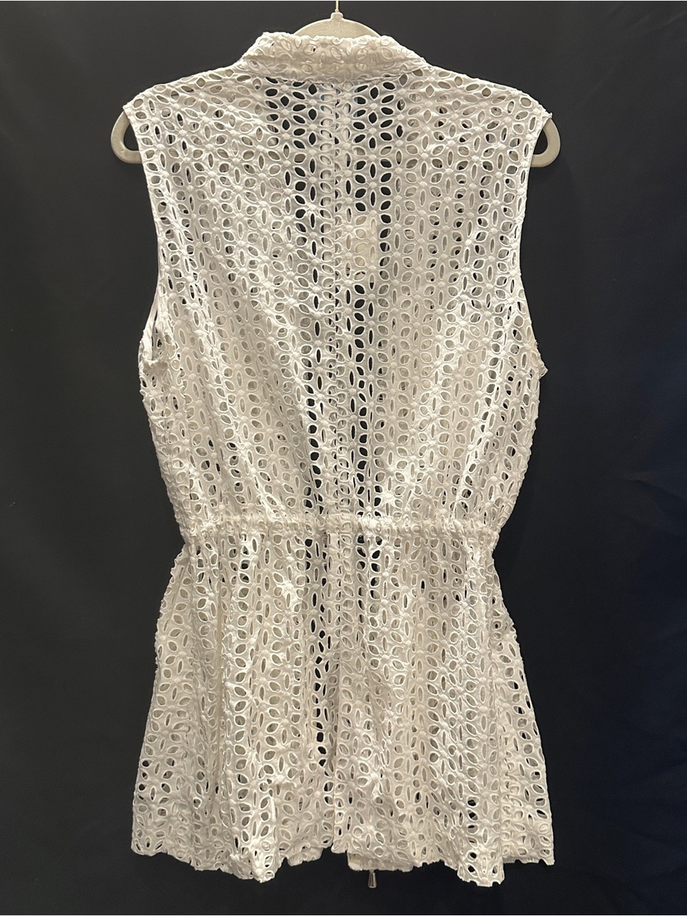 CeCe White Eyelet Lace Sleeveless Utility Vest - Picture 5 of 9